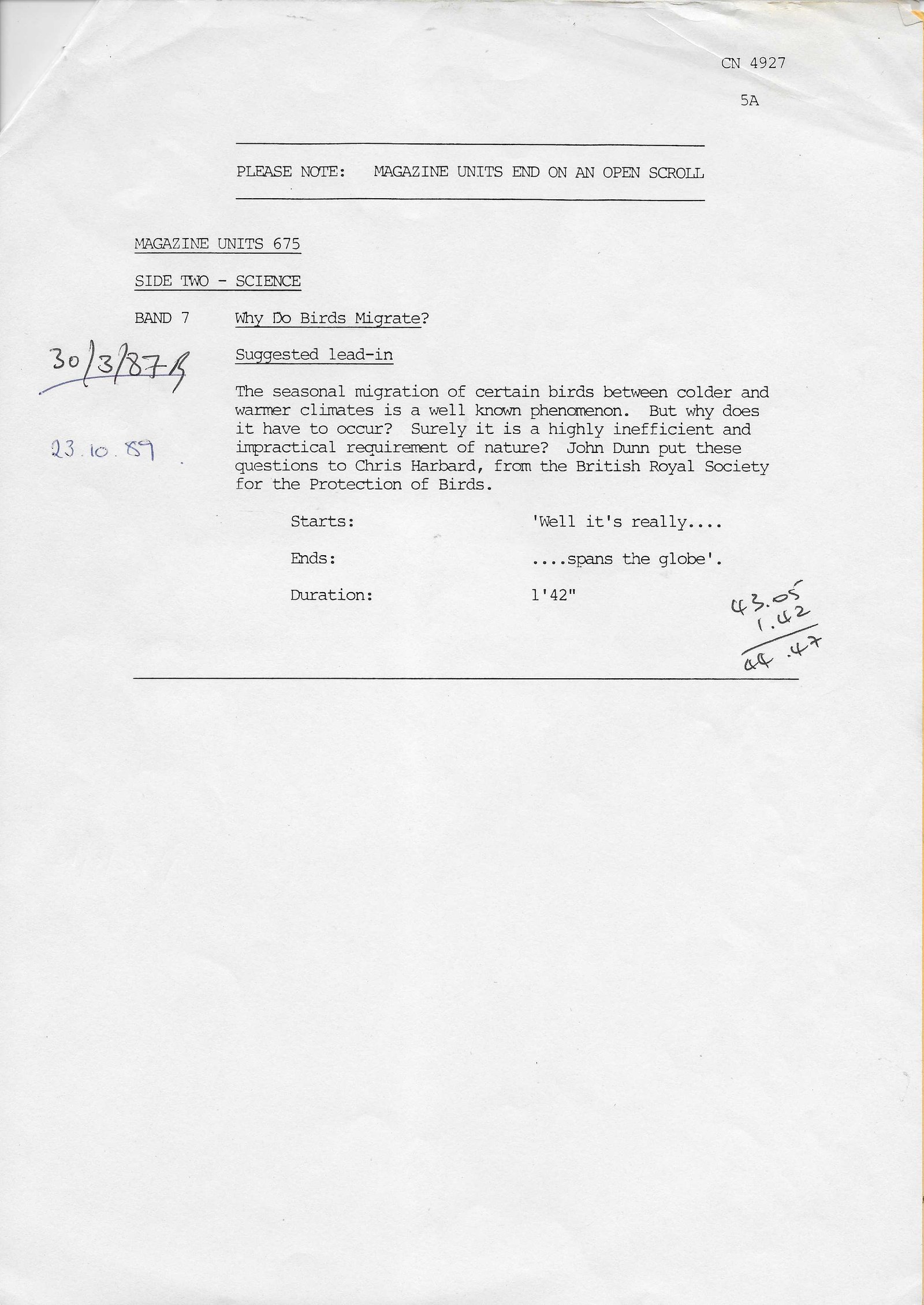 Inserts from CN 4927